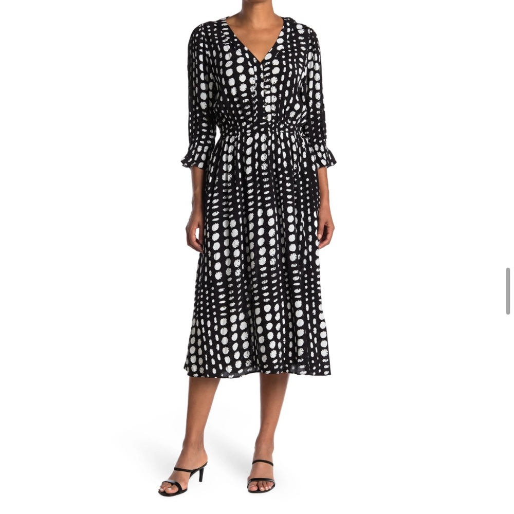 MELLODAY Black and White Dot print Dress